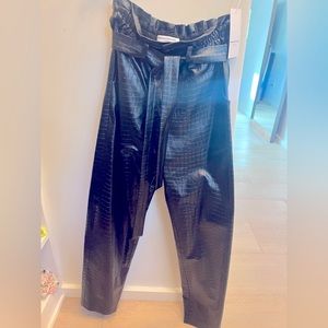 Amanda Uprichard faux crocodile black pants